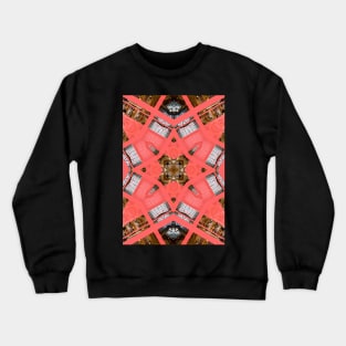 Living Coral Pantone Colour of the Year 2019 pattern decoration with neoclassical architecture Crewneck Sweatshirt